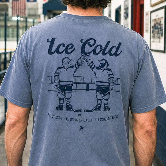 Ice Cold Cheers (Vintage Denim Blue) Beauty Status Hockey Co.